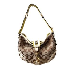 Coach Y2K Limited Edition Signature Hobo Bag Studded Lime Green White Purse